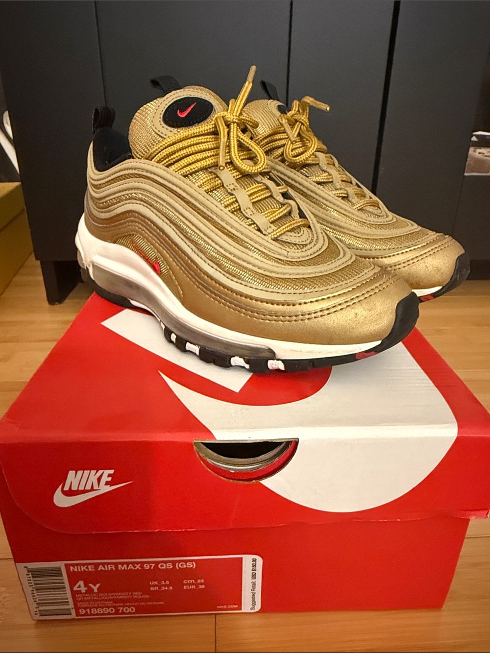Nike gold 97 size 3y
